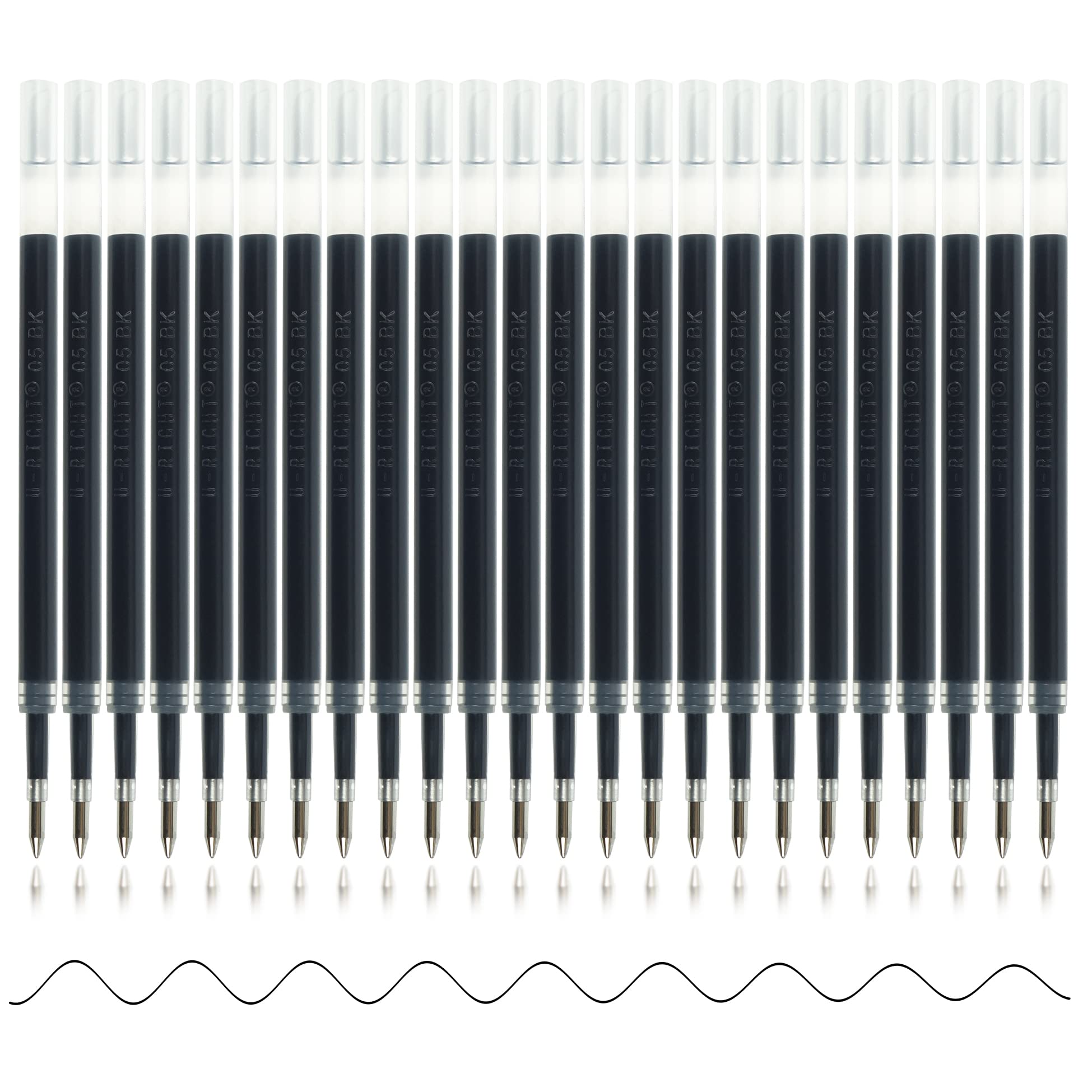U-Right 24 Pcs Retractable Black Gel Ink Refills, 0.5 Mm Point Black Ink