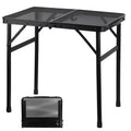 GREGIN Camping Table with Mesh Desktop, Lightweight & Portable Small Folding Grill Table, Height Adjustable Metal Outdoor Table 