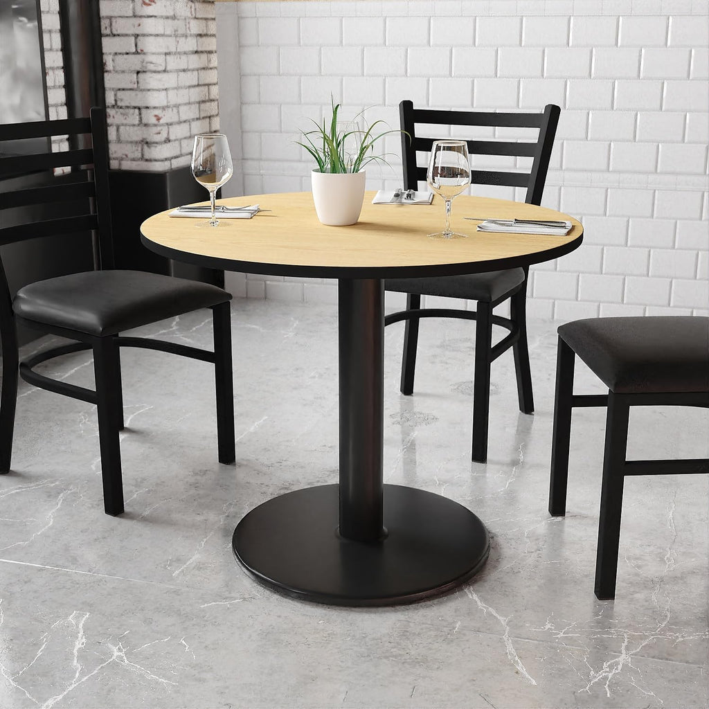 Flash Furniture Graniss 36'' Round Natural Laminate Table Top with 24'' Round Table Height Base