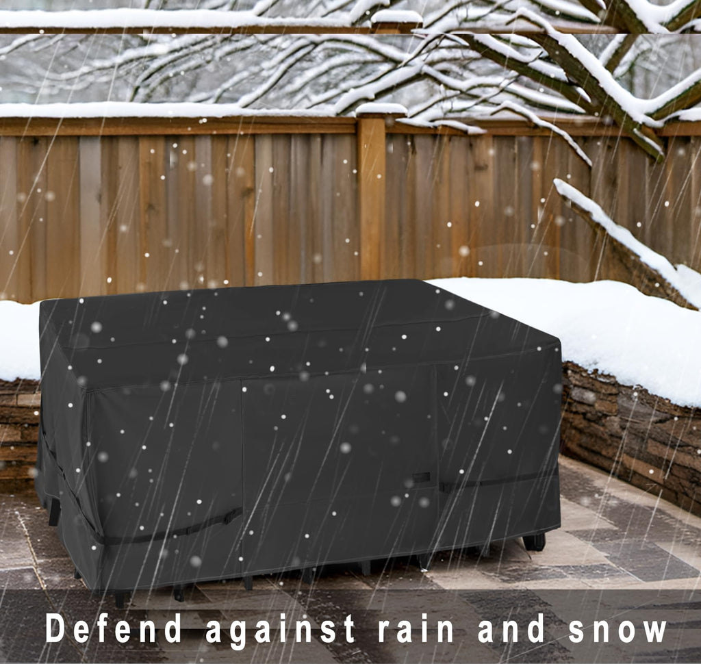 Nettypro Patio Table Cover Rectangular 88 X 60 Inch, Waterproof Outdoor Furniture Set Covers For Dining Table And Chair Rectangle, Black