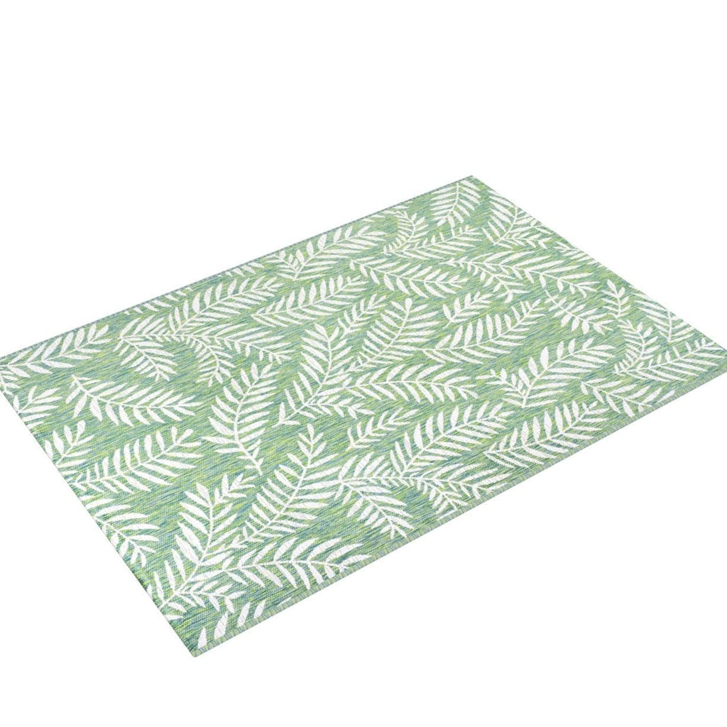 Jonathan Y Smb119G-5 Nevis Palm Frond Indoor Outdoor Area-Rug, Coastal Casual Country & Floral Easy-Cleaning,Bedroom,Kitchen,Backyard,Patio,Non Shedding, 5 X 8, Cream/Green
