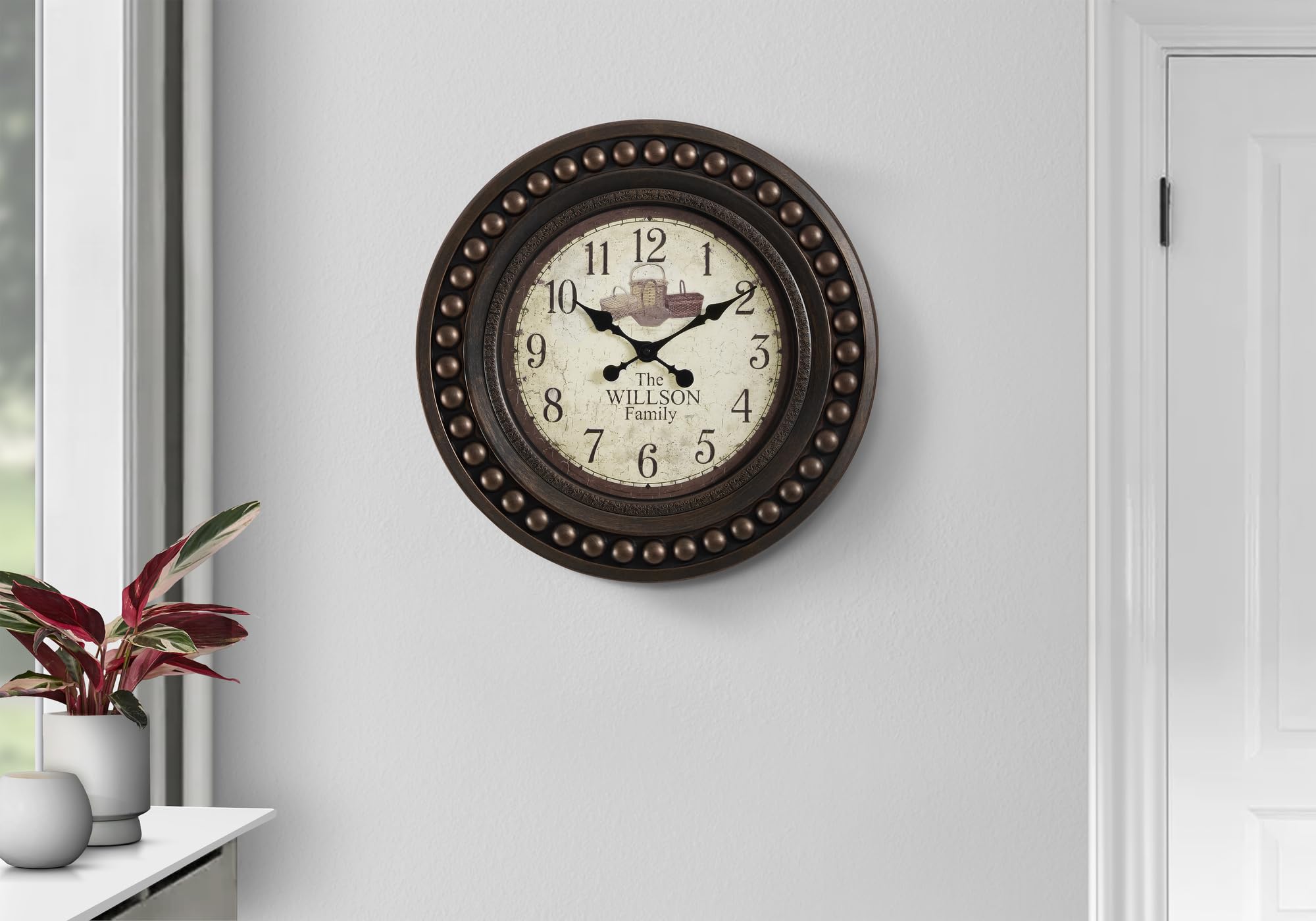 Monarch Specialties I 9046 Clocks, 20' Round, Wall Clock, Antique Brown, Transitional