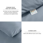 Cozylux Grayish Blue Comforter Set Full Size, 3 Pieces Solid Breathable Quilted Boho Style Bedding Sets, Luxury Fluffy Soft Microfiber Comforter For All Season(1 Comforter & 2 Pillowcases)