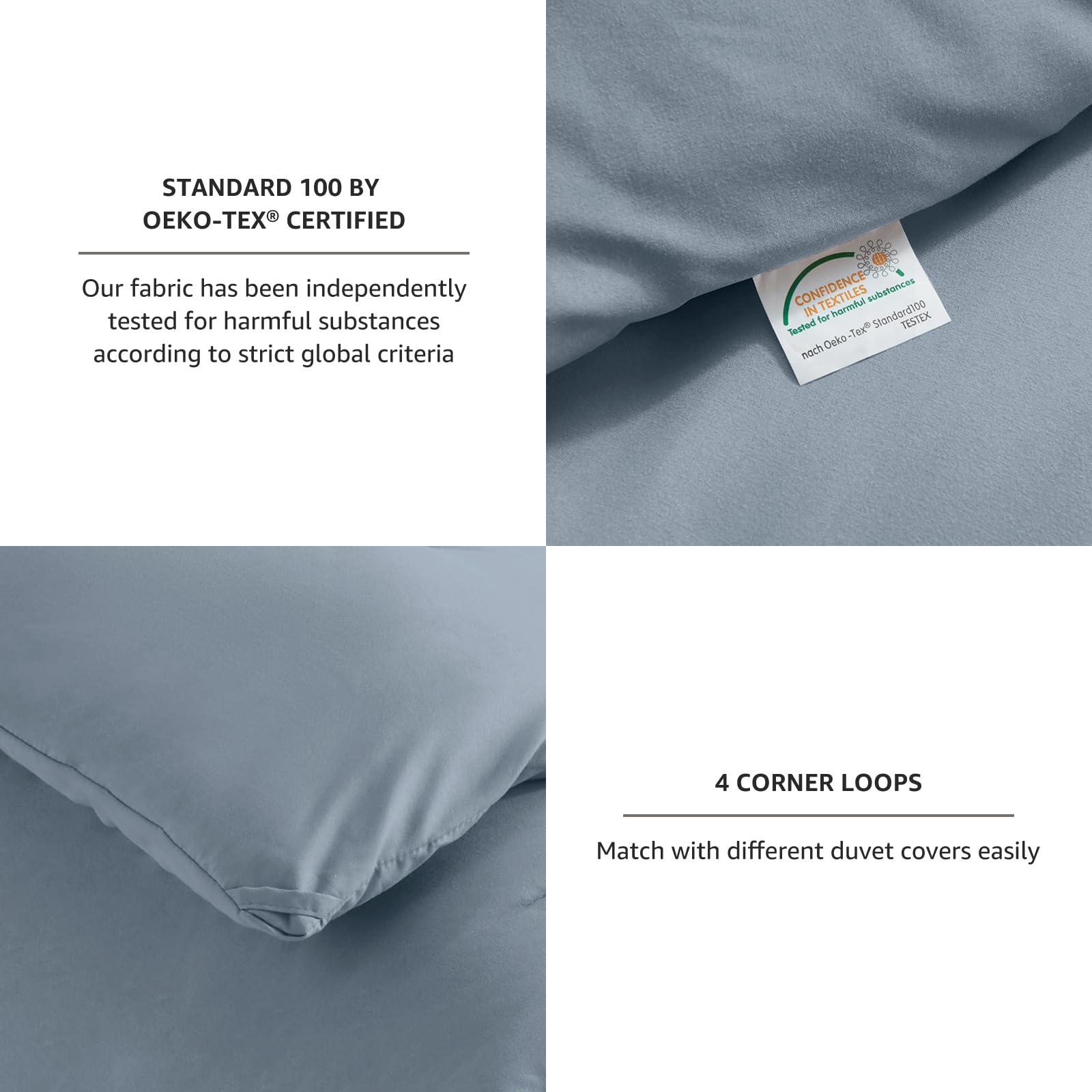 Cozylux Grayish Blue Comforter Set Full Size, 3 Pieces Solid Breathable Quilted Boho Style Bedding Sets, Luxury Fluffy Soft Microfiber Comforter For All Season(1 Comforter & 2 Pillowcases)