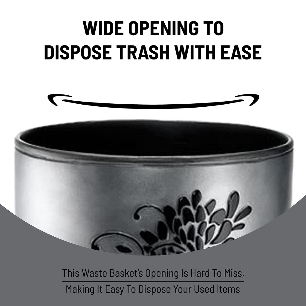 Popular Bath Erica Collection Grey Resin Trash Can, 9' X 6' X 9.5'