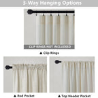Mrs.Naturall Flax Linen Curtains 5 Ft Width By 84 Inches Long For Bedroom Light Filtering Large Drape Extra Wide Beige Curtain For Living Room Dining Hall 2 Panel Pole Rod Pocket 5 X 7 5X7 Feet Length