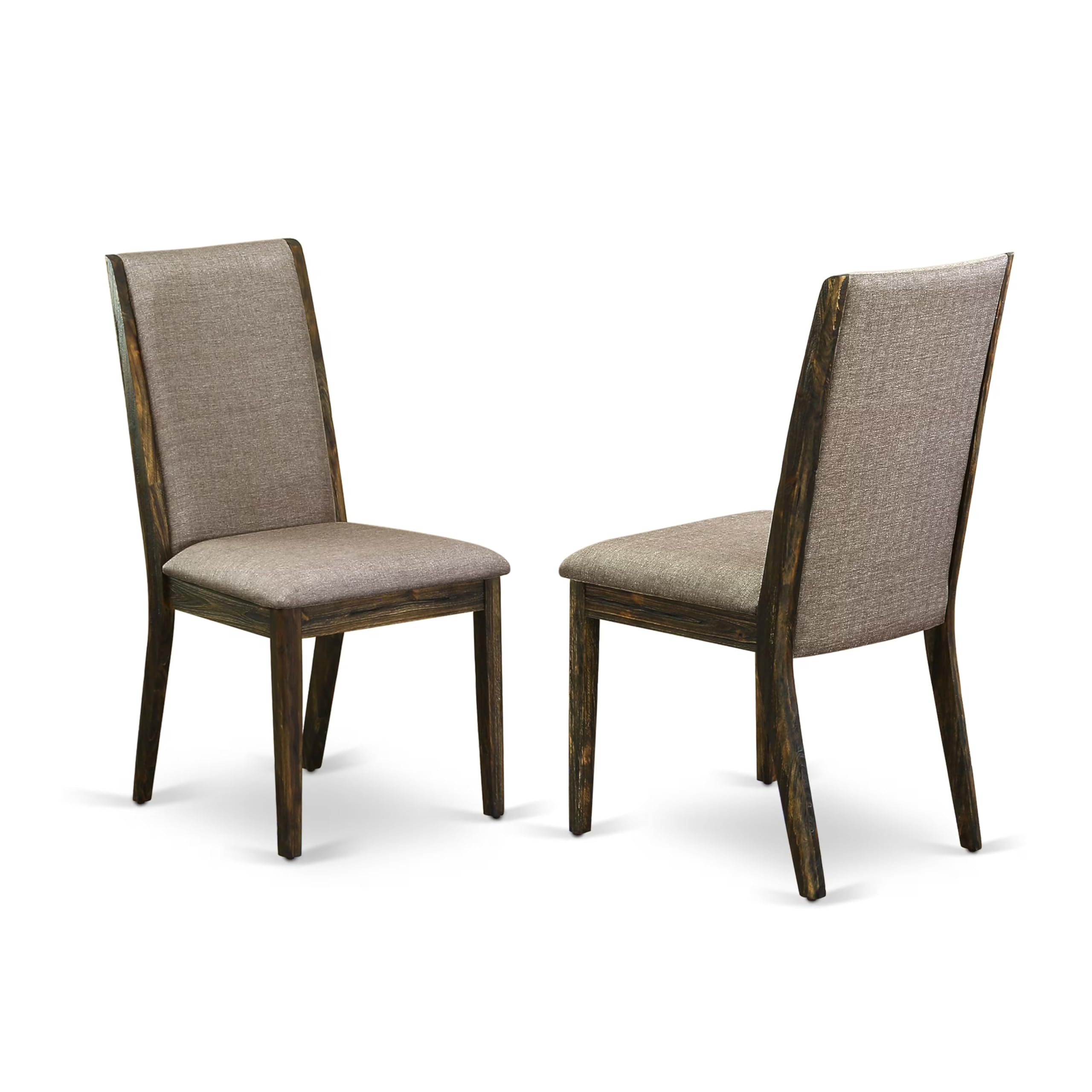 East West Furniture Cnla7-77-16 7 Piece Dining Room Furniture Set Consist Of A Rectangle Rustic Wood Dining Table And 6 Dark Khaki Linen Fabric Parsons Chairs, 36X60 Inch, Jacobean