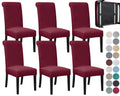 Springrico 6 Pack Dining Room Chair Covers With Seat Belt, Stretch Parsons Chair Slipcover Washable Christmas Dining Chair Cover