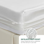Love'S Cabin Satin Queen Sheets Set - 4 Piece White Silky Satin Bed Sheets Queen Set With Deep Pocket, Luxury Silk Feel Satin Queen Size Sheet Set (1 Flat Sheet,1 Fitted Sheet,2 Pillow Cases)