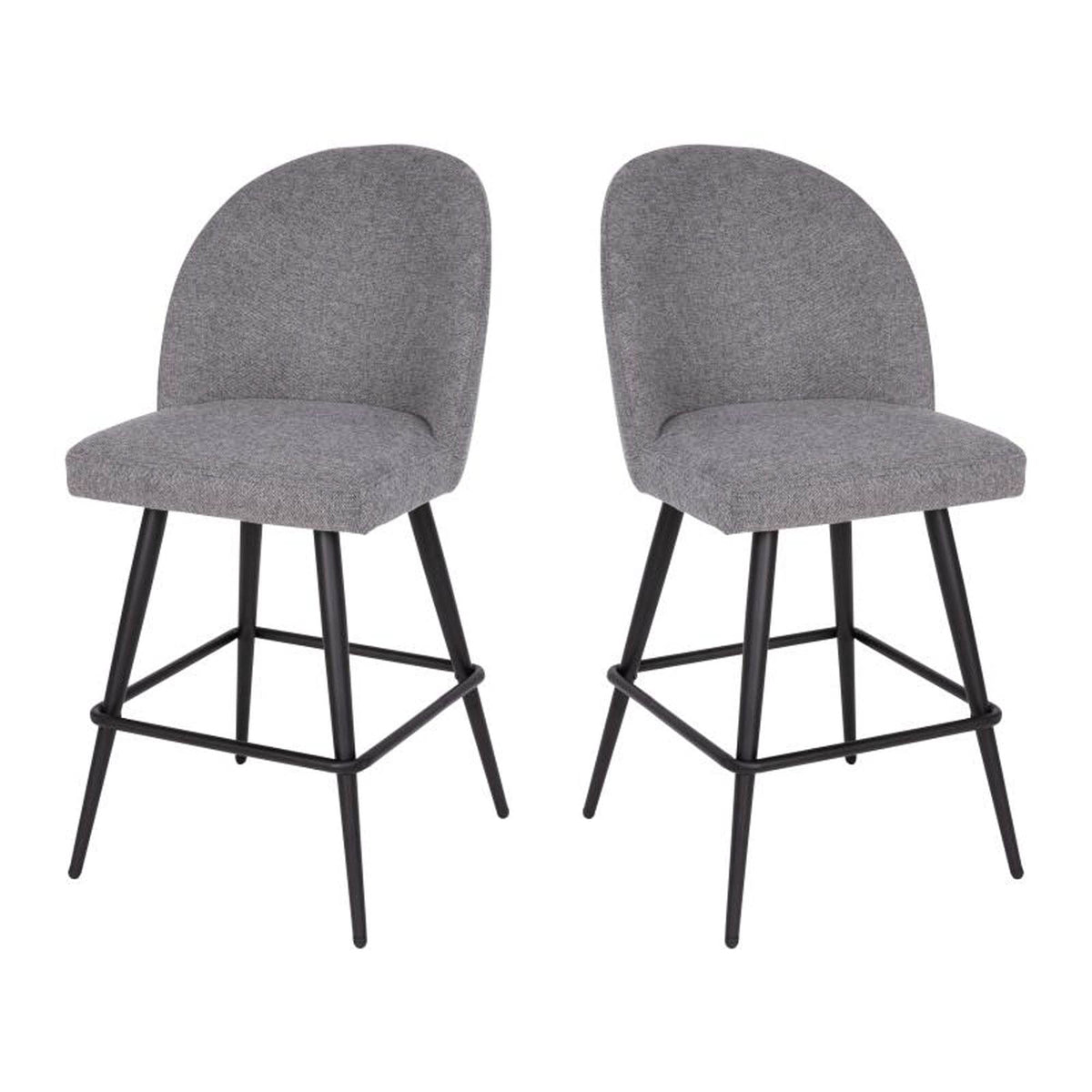 Flash Furniture Lyla Commercial Grade Modern Armless Counter Stools-Gray Faux Linen Upholstery-26" Barstool-Contoured Backrest-Steel Frame & Footrest-Set of 2