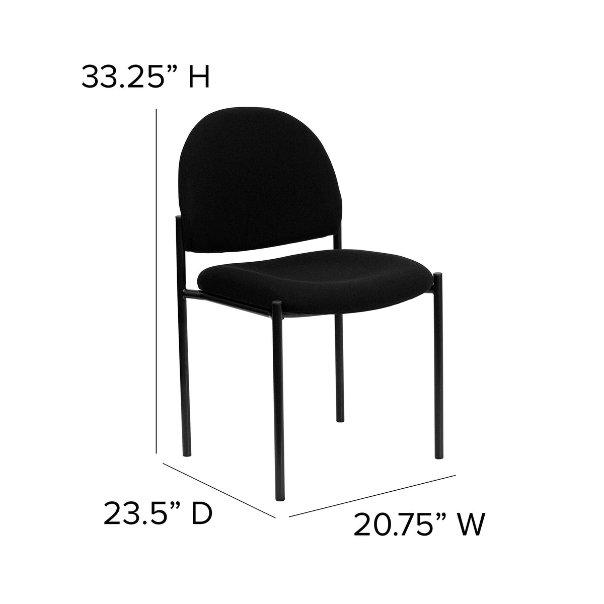 Flash Furniture Tania Comfort Black Fabric Stackable Steel Side Reception Chair