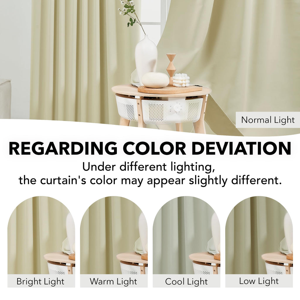 Deconovo Blackout Curtains – Room Darkening, Noise-Reducing, Thermal Insulated – Energy-Efficient Window Treatment For Bedroom, Living Room & Home Office – 2 Panels, Beige, 70W X 108L Inch
