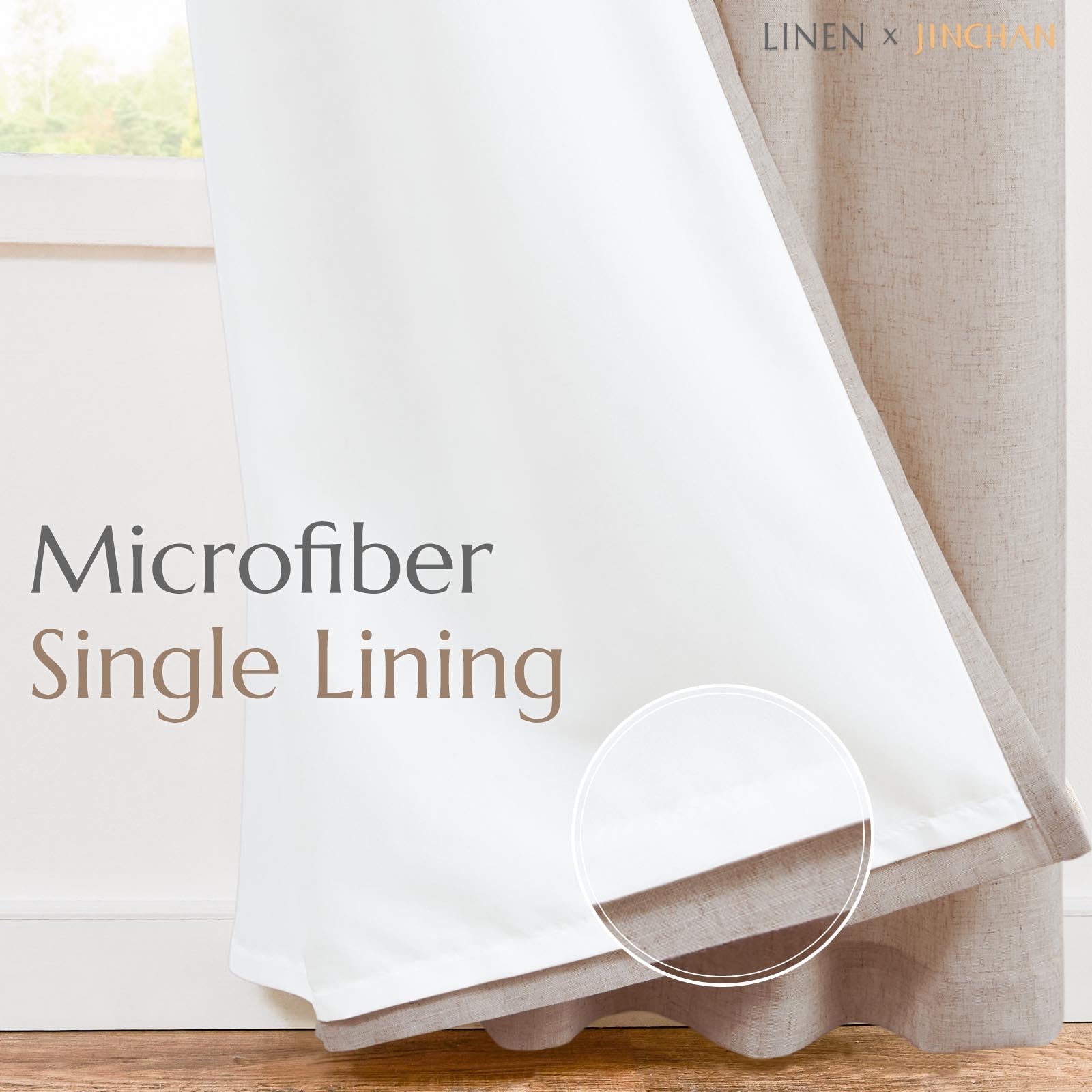 Jinchan Linen Blend Curtains 96 Inch Long For Living Room Farmhouse Rod Pocket Back Tab Light Filtering Window Drapes With Lined For Bedroom Taupe 2 Panels
