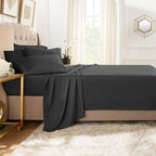 Clara Clark Full Sheets, 6 Piece Set - Hotel Luxury Sheets For Full Size Bed, Super Soft Bedding Sheets & Pillowcases, Full Size Sheets, Black