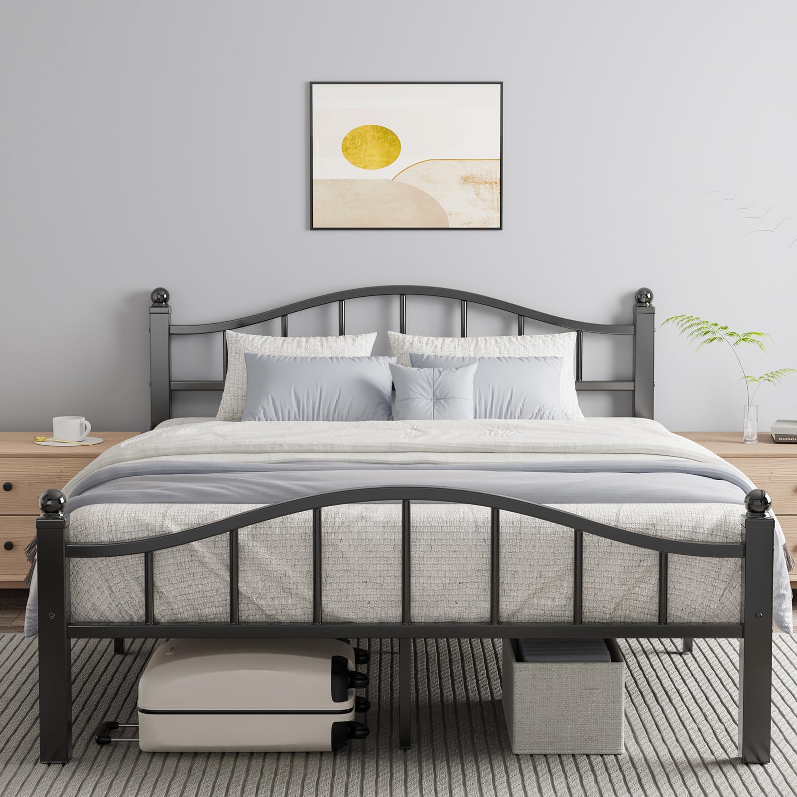 Blbeed Queen Size Bed Frames with Headboard, Noise-Free Design & Underbed Storage Heavy Duty Bed Frames with Headboard No Box Sp