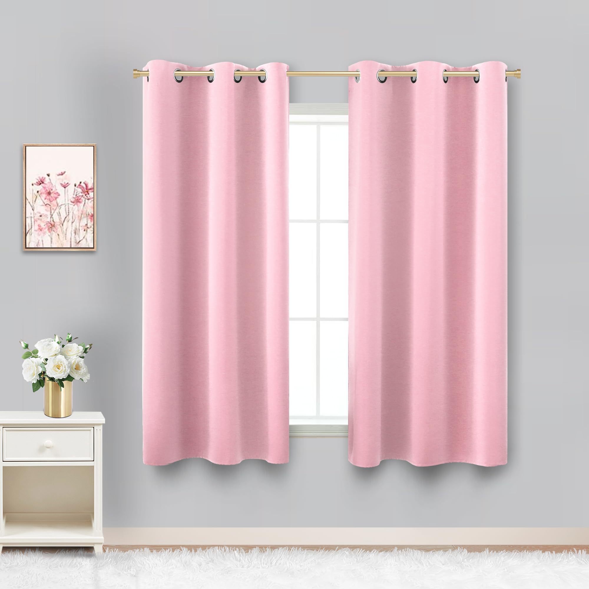 Kawaii Pink Room Decor for Teen Girls Bedroom Set of 2 Panels Cute Soft Pastel Sound Noise Reducing Light Heat Blocking Darkenin