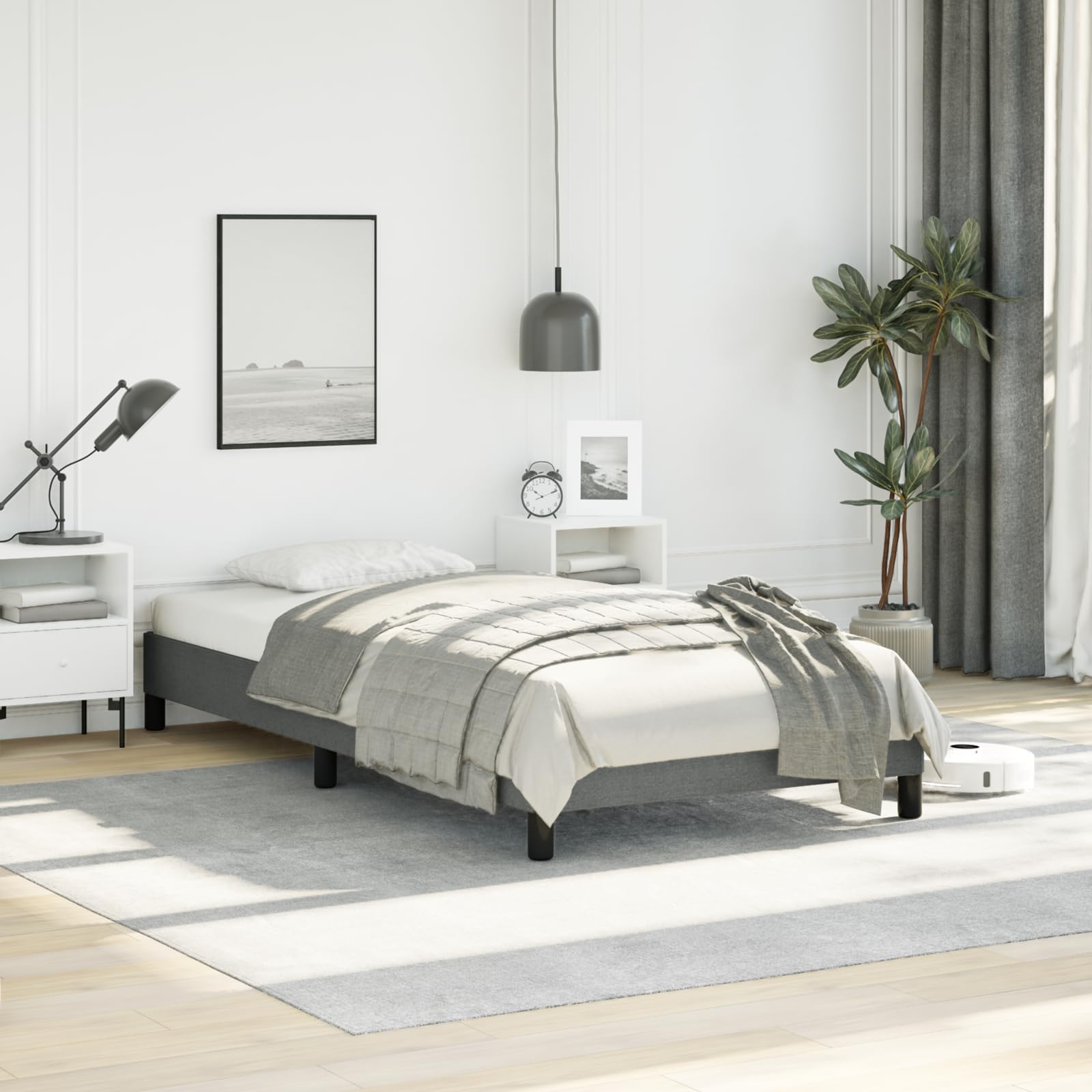 vidaXL Bed Frame Dark Gray 39.4"x79.9" Twin XL Fabric