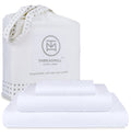 Threadmill Twin Bed-Sheets - 800 Thread Count Jacquard Celine Hotel White, 100% Natural Cotton 3 Piece Striped Bed Set, Extra Lo