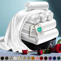 Decolure Satin Sheet Queen Set 6Pcs - Luxurious & Genuine Silk Feel Satin Sheets Queen - Elegant & All-Season Silky Soft Queen S