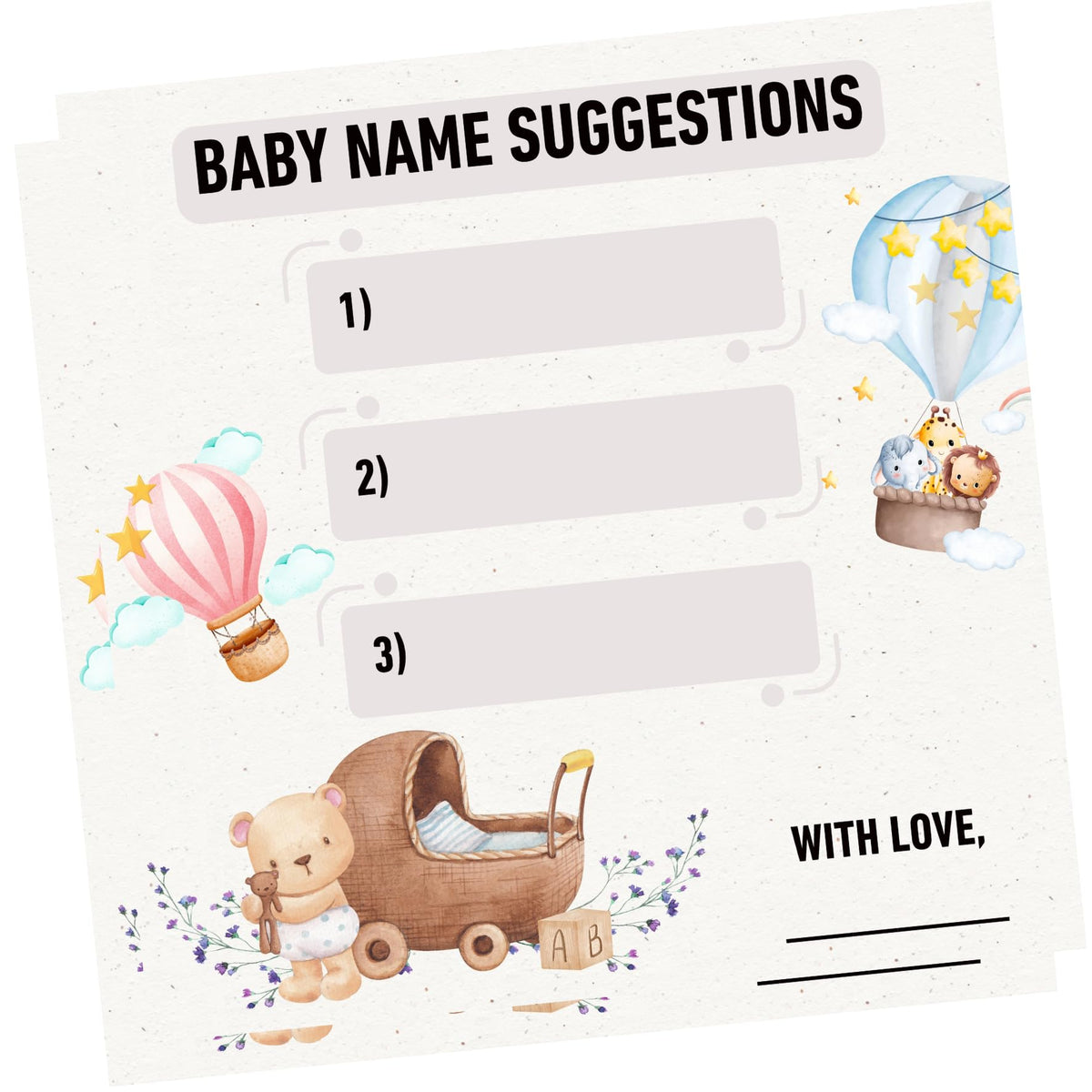 The Decor Cycle, Pack Of 50, Baby Shower Decoration Items Gift Cards For Games Wishes Baby Name Suggestion Cards Family Members,