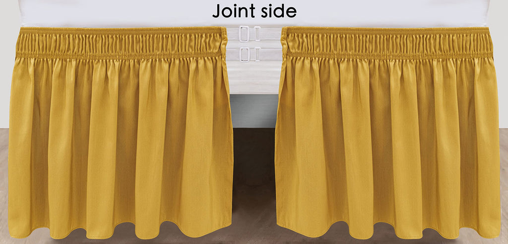 Biscaynebay Wrap Around Bed Skirts For King & Cal King Beds 16' Drop, Gold Adjustable Elastic Dust Ruffles Easy Fit Wrinkle Resistant Silky Luxurious Fabric Machine Washable