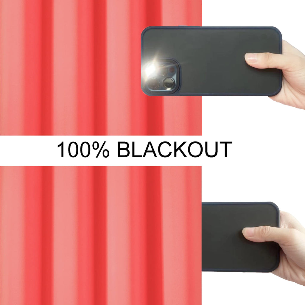 Lemomo 100% Blackout Curtains 52 X 63 Inch/Coral Curtains 2 Panels With Black Lining Room Darkening Thermal Insulated Bedroom Cu