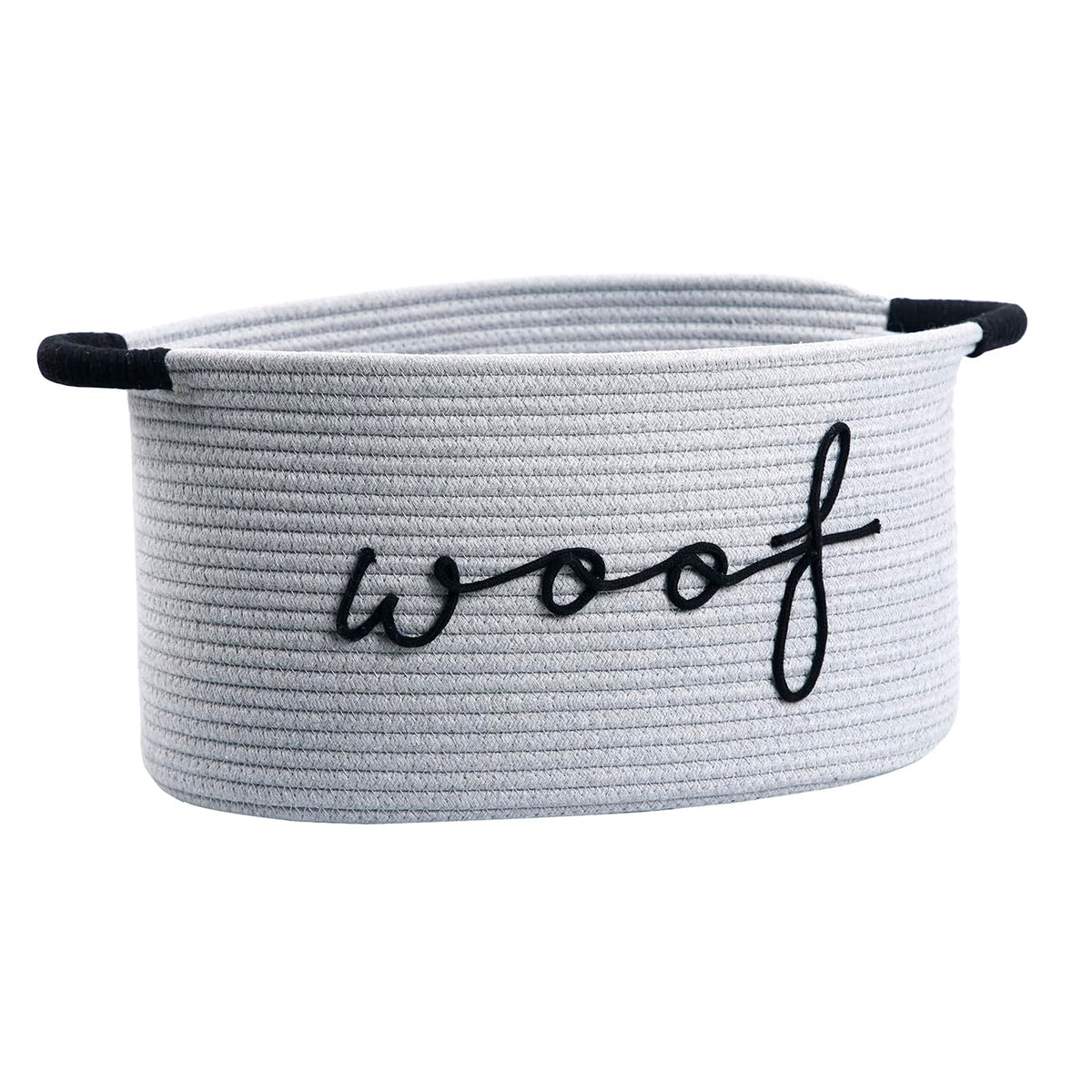 ZOMBATI Woof Dog Basket - Cotton Rope Pet Storage Bin With Durable Handles, Large Toy Organizer for Puppies, Perfect for Chew To
