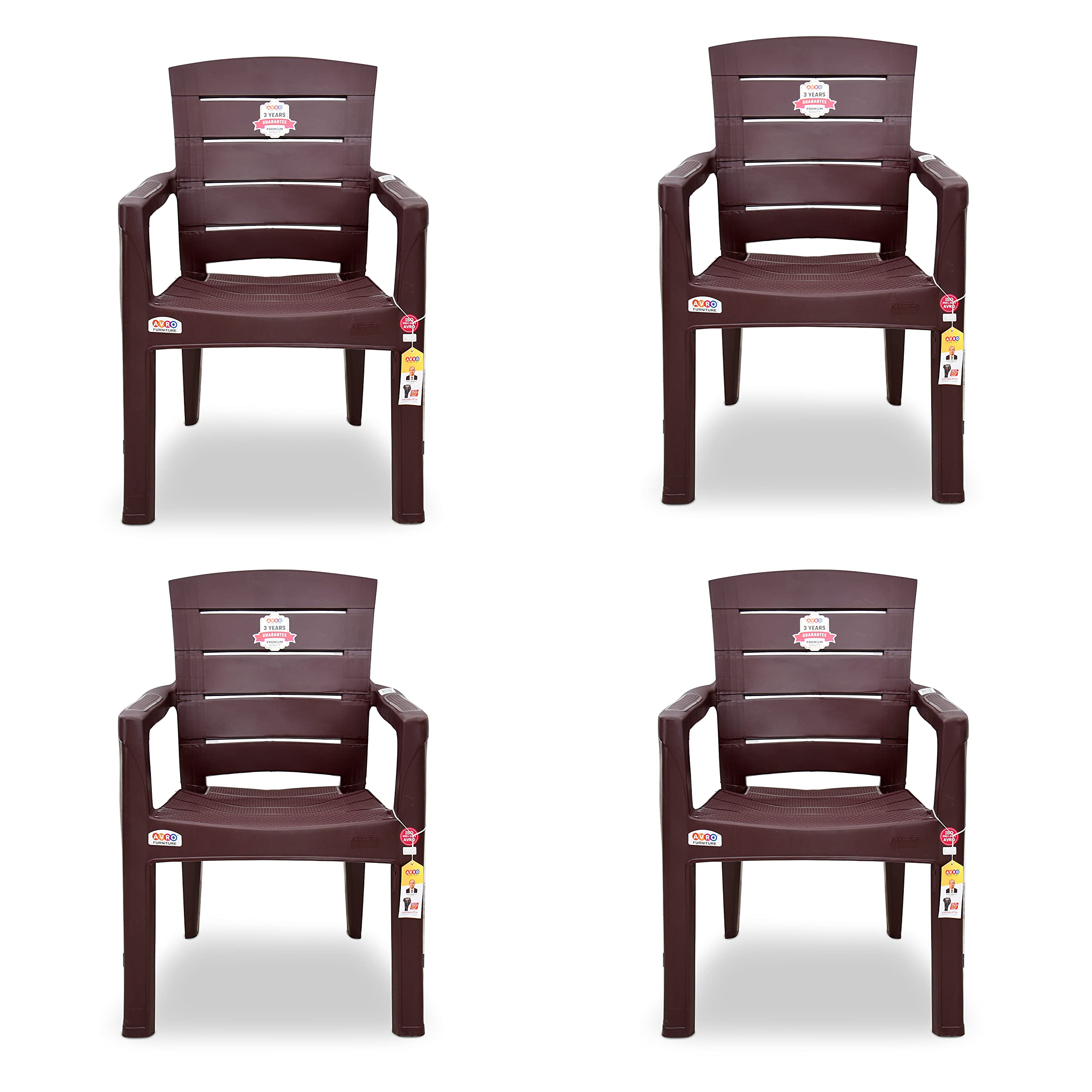 Avro Furniture 9955 Plastic Chairs, Set Of 4 Matt Pattern Plastic Chairs For Home, Living Room, Bearing Capacity Up To 200Kg Str