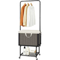 STO STO Rolling Laundry Cart with Hanging Bar, Hamper with Wheels, Beige