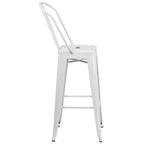 Commercial Grade 30 High White Metal Indoor-Outdoor Barstool with Removable Back