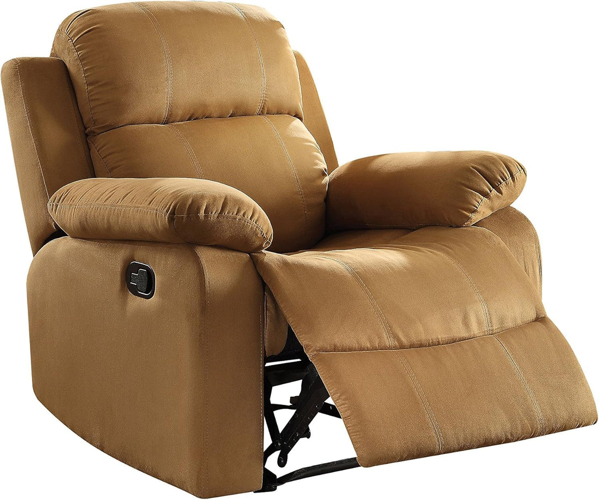 Acme Parklon Microfiber Motion Recliner With Pillow Top Armest In Chocolate