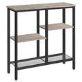 HOOBRO Console Table, Narrow Side Table, Sofa Table, 4-Tier Industrial Hallway Table with Metal Mesh Shelf and Adjustable Feet, 