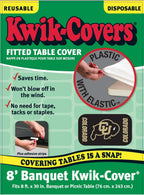 Collegiate Kwik-Covers Rectangle Plastic Table Covers, Bundle Of 2 (University Of Colorado, 8')