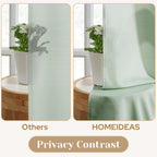 Homeideas Non-See-Through Sage Green Privacy Sheer Curtains 52 X 96 Inches Long 2 Panels Set, Fish Bone Pattern Semi Sheer Curta
