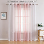 G2000 Sheer Curtains & Drapes 84 Inches Long Pink And White Ombre Curtains For Bedroom Living Room Window Curtains Light Filteri