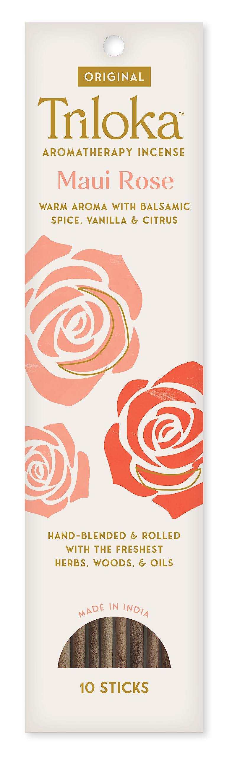 Triloka Original Incense, Maui Rose, 10 Sticks
