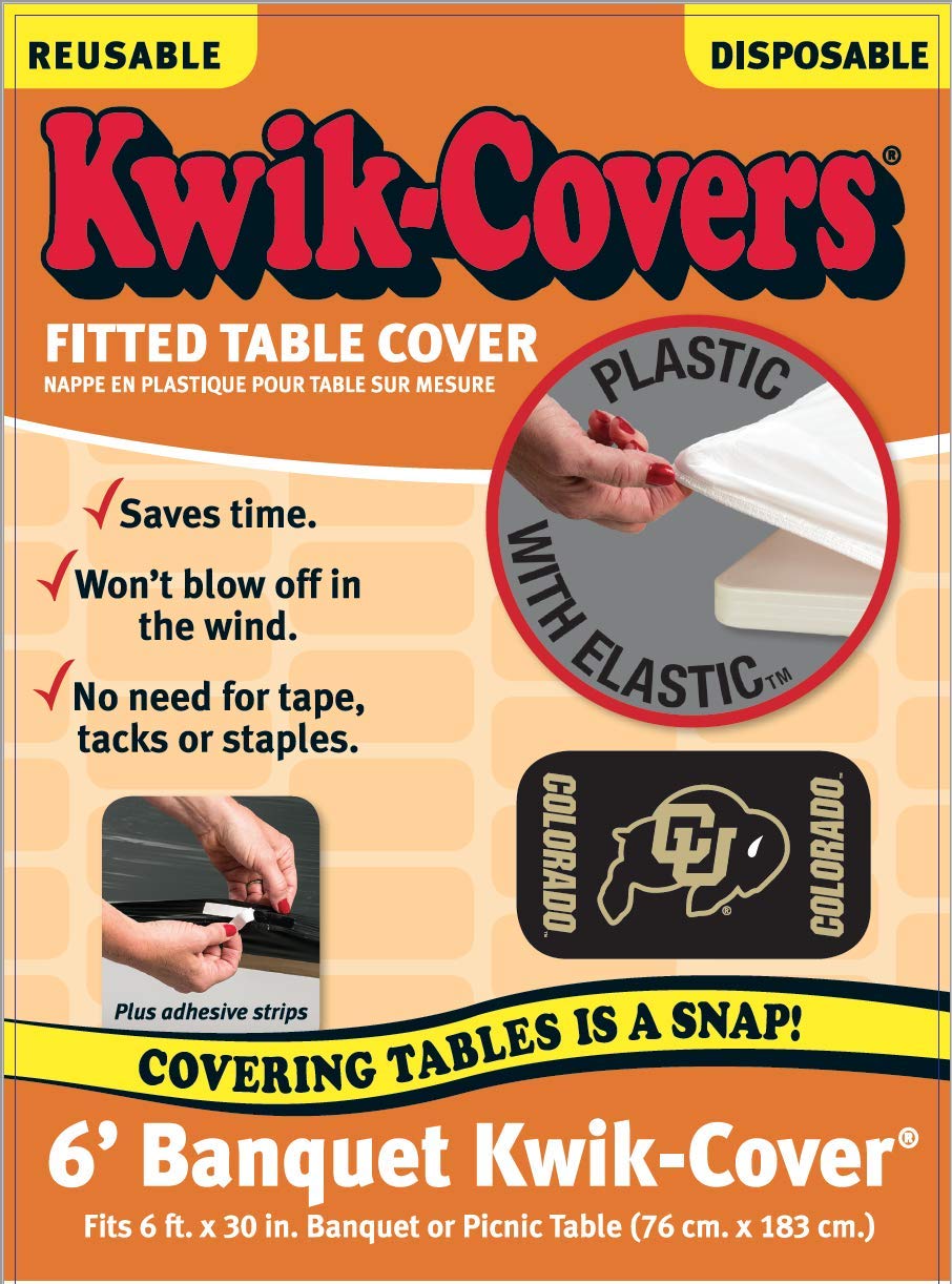 Collegiate Kwik-Covers Rectangle Plastic Table Covers, Bundle Of 2 (University Of Colorado, 6')