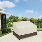 Easy-Going Waterproof Outdoor Loveseat Cover, Heavy Duty Outdoor Couch Cover, Windproof Outdoor Bench Cover, Durable Outdoor Furniture Cover (54Wx38Dx35H Inch, Beige/Dark Brown)