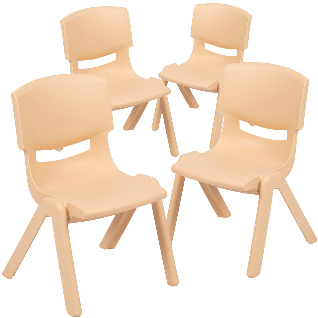 Flash Furniture 4 Pack Natural Plastic Stackable School Chair with 12'' Seat Height