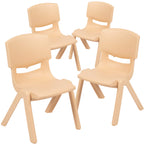 Flash Furniture 4 Pack Natural Plastic Stackable School Chair with 12'' Seat Height