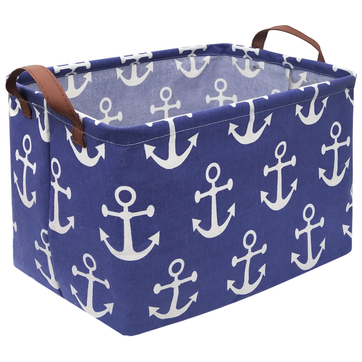 Sanjiaofen Rectangular Kids Storage Bins,Boys Storage Basket,Collapsible Toy Organizer Bin with Handles for Nautical Nursery Dec