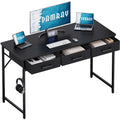 Pamray 32 Inch Small Computer Desk with 2 Drawers for Bedroom Study Writing Home Office Table for Small Spaces Black
