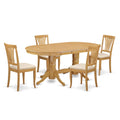 East West Furniture VAAV5-OAK-C 5 Piece Dining Room Table Set Includes an Oval Wooden Table with Butterfly Leaf and 4 Linen Fabric Kitchen Dining Chairs, 40x76 Inch, Oak