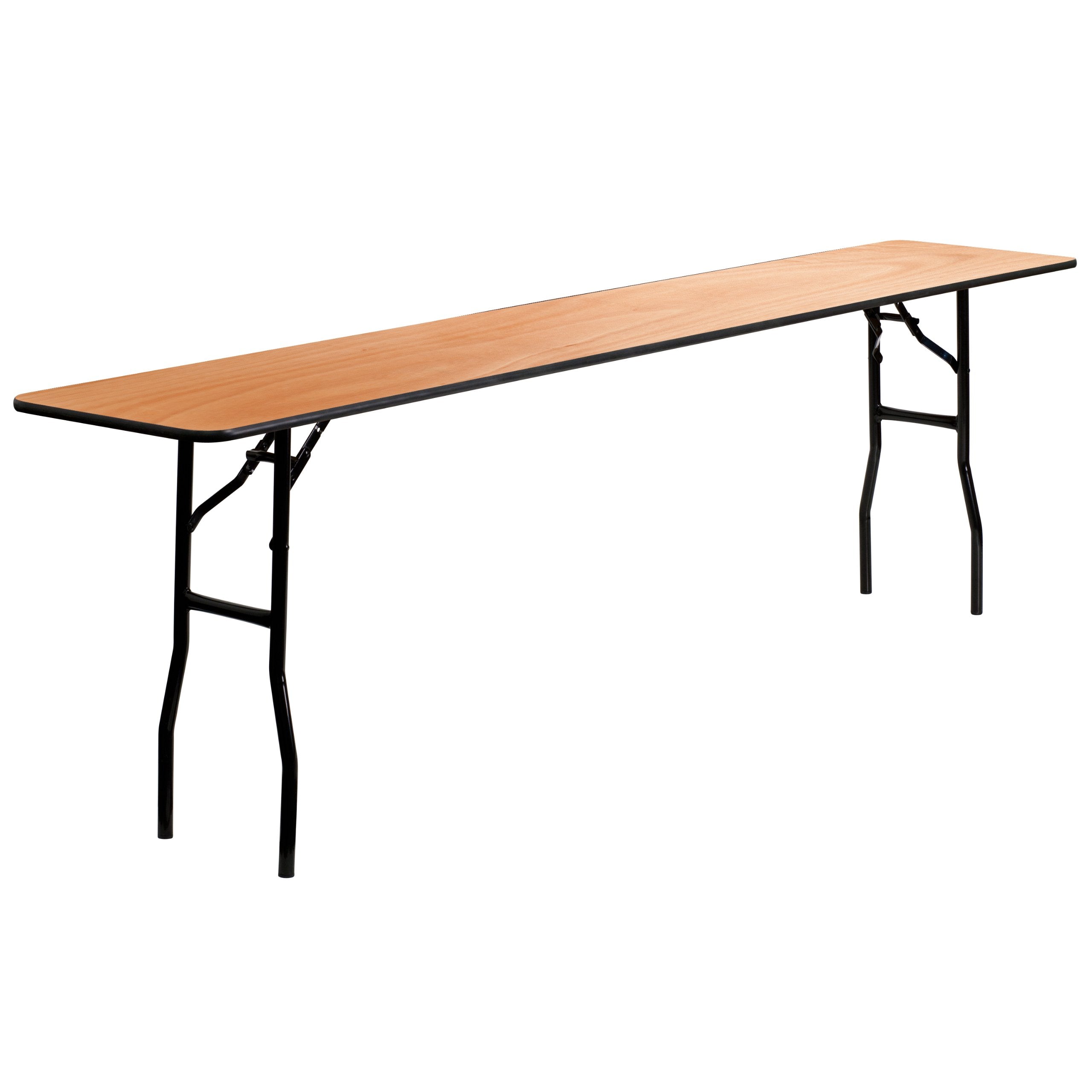 Flash Furniture Gael 8' Wood Folding Training and Event Table, Rectangular Folding Training Table with Smooth Clear Coated Finished Top, Natural