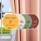 Mrs.Naturall Blush Pink Curtains 42X54 Inch Length For Living Room 2 Panels Blackout Room Darkening Curtain For Bedroom