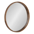 Kate and Laurel Hutton Round Wood Framed Wall Mirror, 36 Diameter, Natural Rustic Brown, Geometric Home Decor