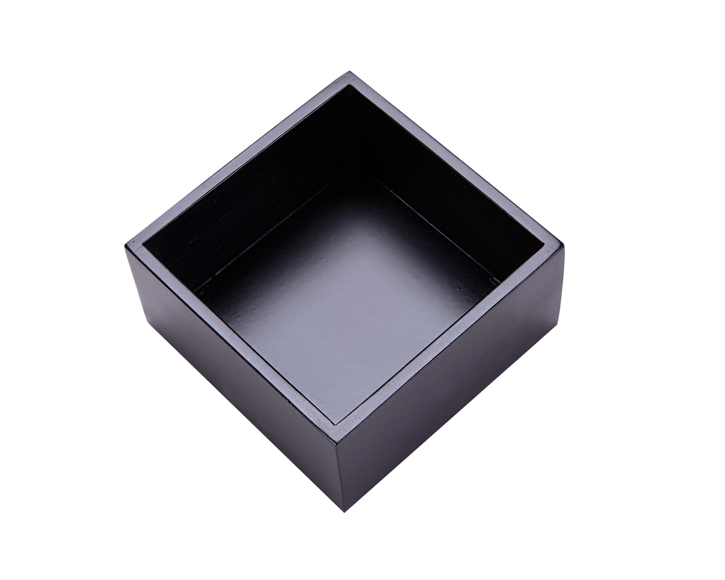 Sansnow Bamboo Organizer Box For Accessories Cosmetic Small Square Drawer Organizer Boxes, Black 4'*4'