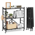 VEVOR 3-Tier Foldable Storage Shelf, 30W x 13D x 36H Inch Folding Metal Rack Shelving Unit, No Assembly Organizer Shelf with 5 W