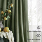Lazzzy Blackout Velvet Curtains Green Thermal Insulated Curtains 84 Inch Long Drapes For Bedroom Living Room Darkening Window Treatments Grommet Living Room Curtains Set Of 2 Panels Sage Green