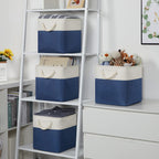 Temary Fabric Storage Cubes 11X11 Cube Storage Bins 4Pack Blue Basket For Organizing Home, Closet, Empty Gift Baskets With Handl